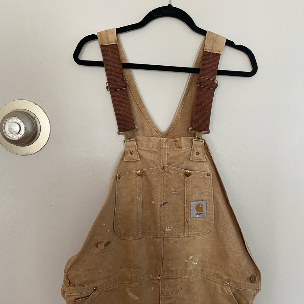Carhartt Brown Bib Overalls with Adjustable Straps